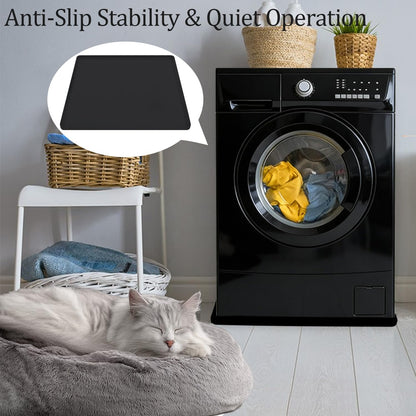 Washing Machine Drain Pan, 26x26 Inch Silicone Mat with Raised Edge, Waterproof Leak Protector Tray for Under Washer and Dryer, Anti-Slip and Foldable Laundry Room Mat