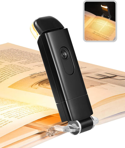 DEWENWILS Book Light, Amber Warm Clip On LED with 3 Adjustable Brightness for Eye Protection, Rechargeable USB Long Lasting Reading Light, Gifts for Bookworms, Kids (Black) | Amber Glow, 3 Brightness Levels, Flexible Lighting Angle, Compact &