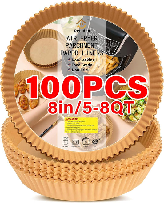 150Pcs Air Fryer Liners Disposable, 8 Inch Paper for 5-8 QT Air Fryers | Square Unbleached Paper for Ninja Air Fryer Basket, Non-Stick, Greaseproof for Baking, Roasting, Oven, Airfryer Accessories