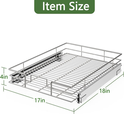 LOVMOR 2 Tier Individual Pull Out Cabinet Organizer 11" W x 18" D, Slide Out Kitchen Cabinet Storage Sliding Shelves