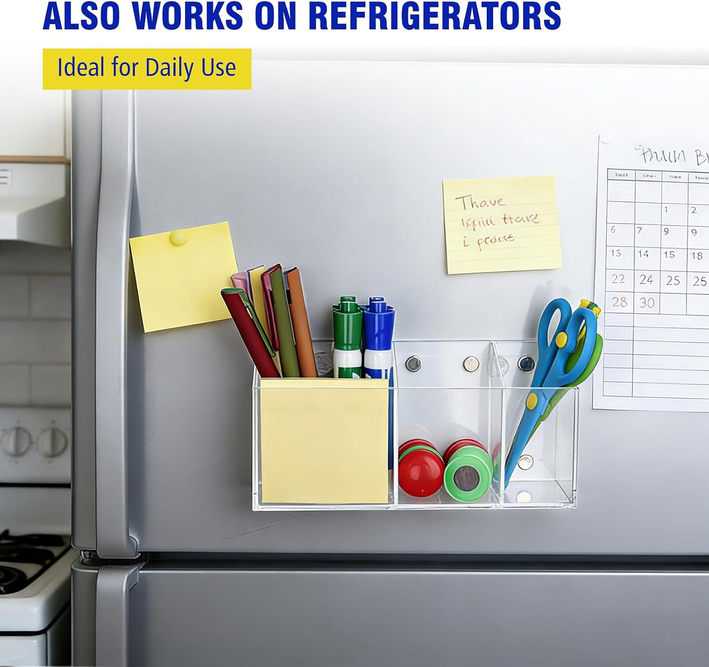 Magnetic Marker Holder for Whiteboard, Fridge, Teacher Must Have | Acrylic Magnet Dry Erase Pen Holder for Refrigeator, Anti-slip Pencil Holder for Classroom, Locker Organizer Accessories