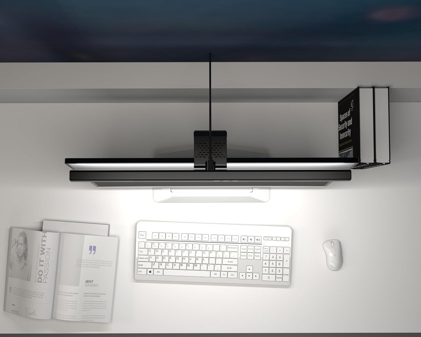 BY-J [2025 Upgraded Version Eye Protection Study Desk Lamp Student Desk Bedside Dressing Table Magnetic Wall-Mounted 42cm Long Cool Light Rechargeable Student Dormitory Children's Reading Light