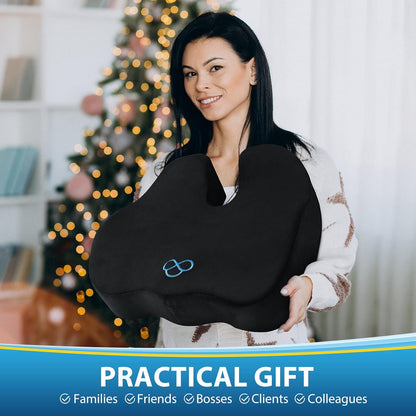 BlissTrends Memory Foam Seat Cushion for Office Chair & Car Seat, Black | 4.7in Ergonomic Tailbone & Sciatica Support with Removable Velvet Cover for Pressure Relief and Long Sitting Comfort
