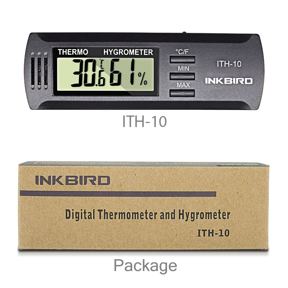 Inkbird ITH-10 Digital Thermometer and Hygrometer Temperature Humidity Monitor for Aging Box Guitar Ukulele