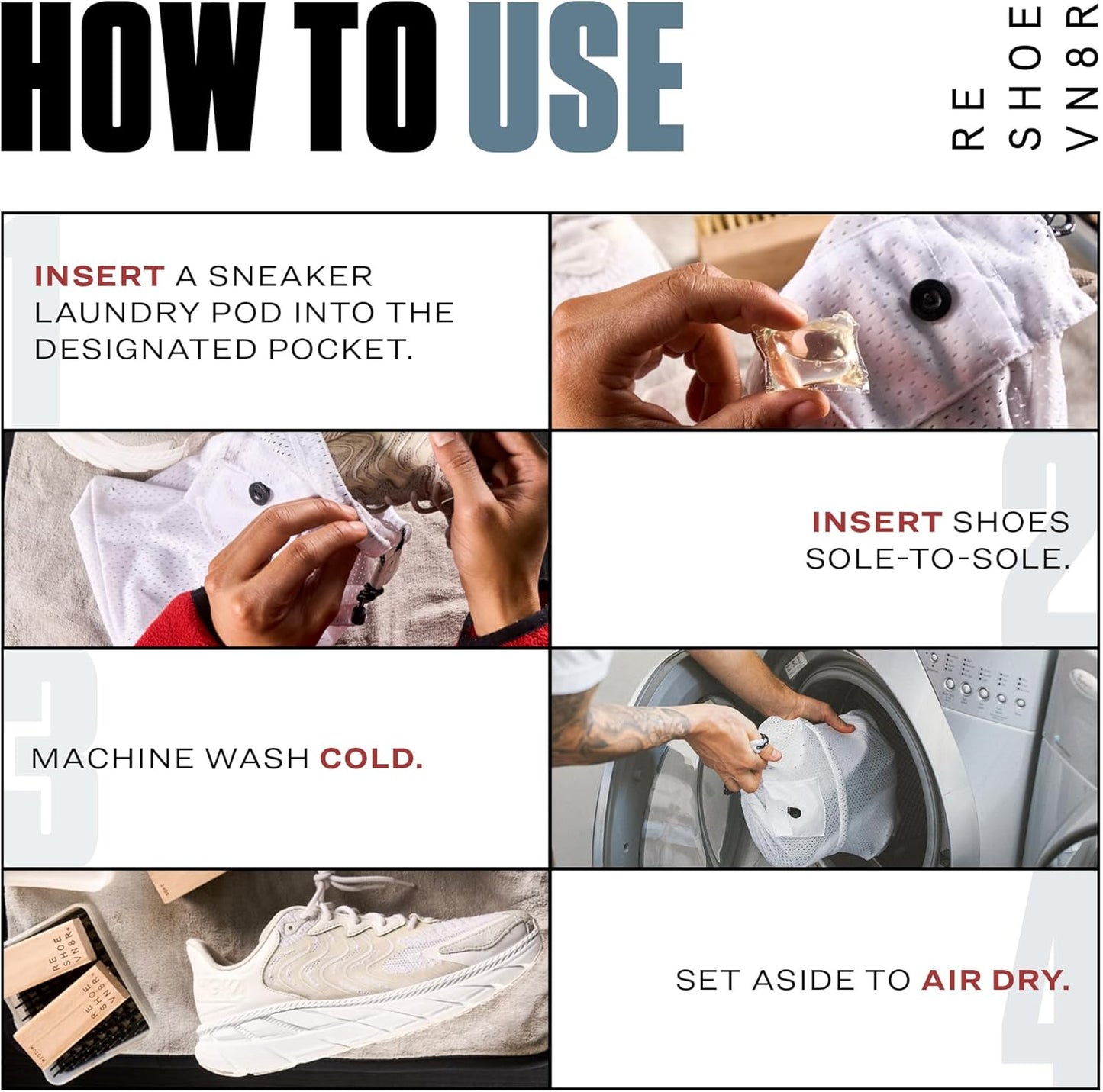 RESHOEVN8R Sneaker Laundry Bag for Washing Machine - Mesh, Dual Lace Lock | Mesh washing bag with dual lace-locking system protects sneakers in the wash, compatible with Nike, Jordan, Adidas & Yeezy
