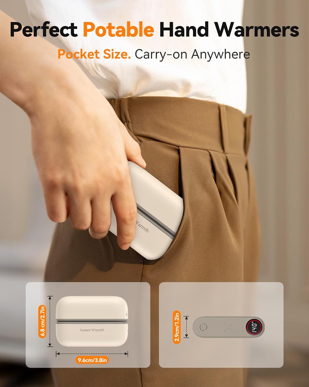 2 in 1 Hand Warmers Rechargeable, Magnetic Electric Hand Warmer 8000mAh USB-C, 3 Heat Levels up to 140°F, Quick Heating Portable Hand Warmers, Gifts