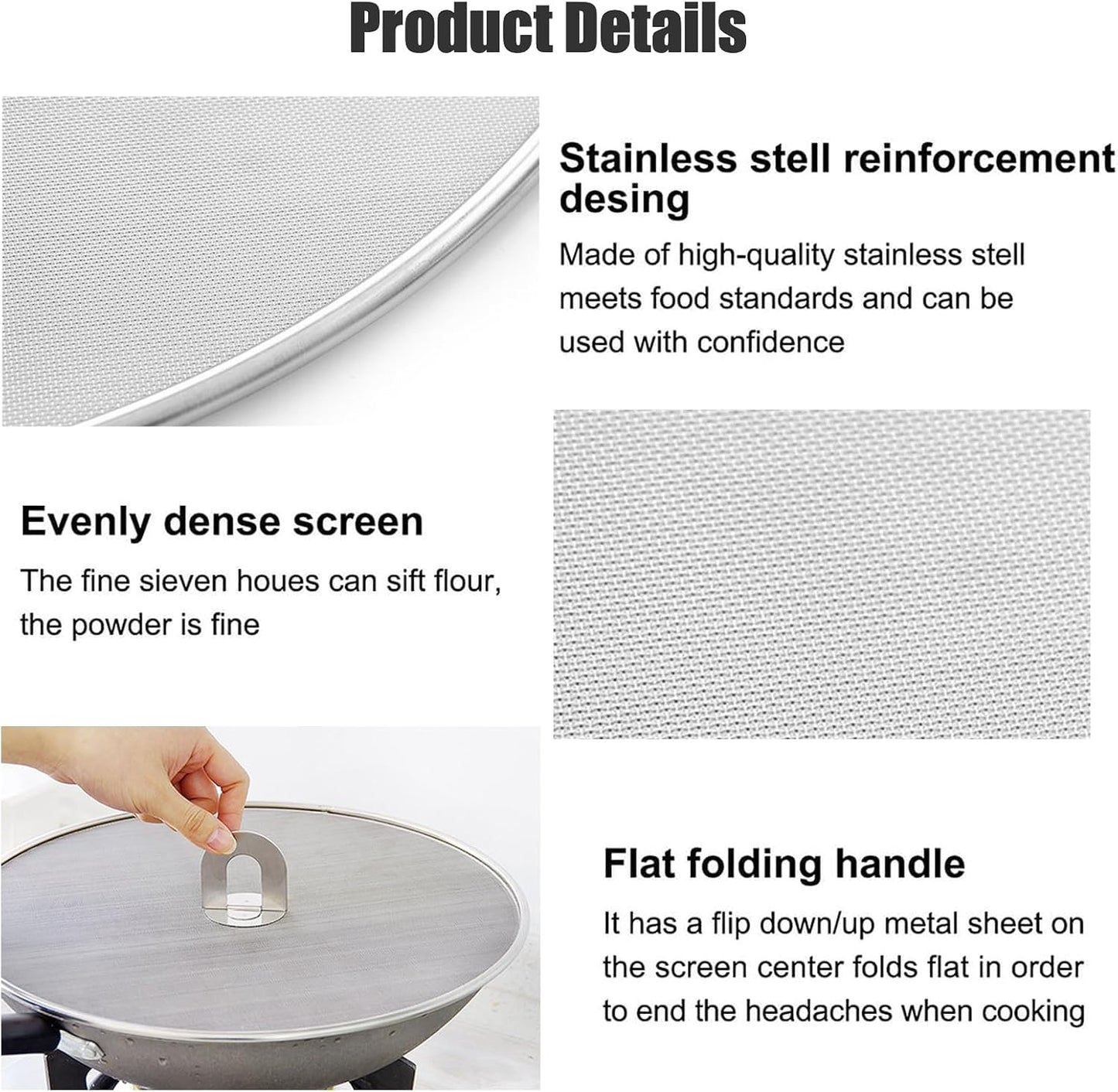 Splatter Screen for Frying Pan, Set of 3 (10", 11.5", 13") | Stainless Steel Grease Splatter Guard for Frying Pan, No Cooking Oil Mess No Burns, Ultra Fine Mesh Lids