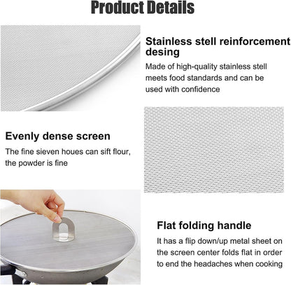 Splatter Screen for Frying Pan, Set of 3 (10", 11.5", 13") | Stainless Steel Grease Splatter Guard for Frying Pan, No Cooking Oil Mess No Burns, Ultra Fine Mesh Lids