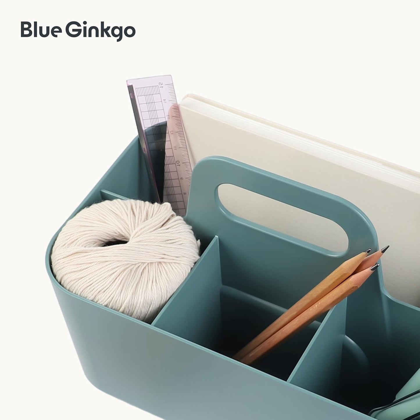 BLUE GINKGO Stackable Organizer Caddy, Rectangle, White, Made in Korea | Portable. Adjustable. Home, Office & School Storage.