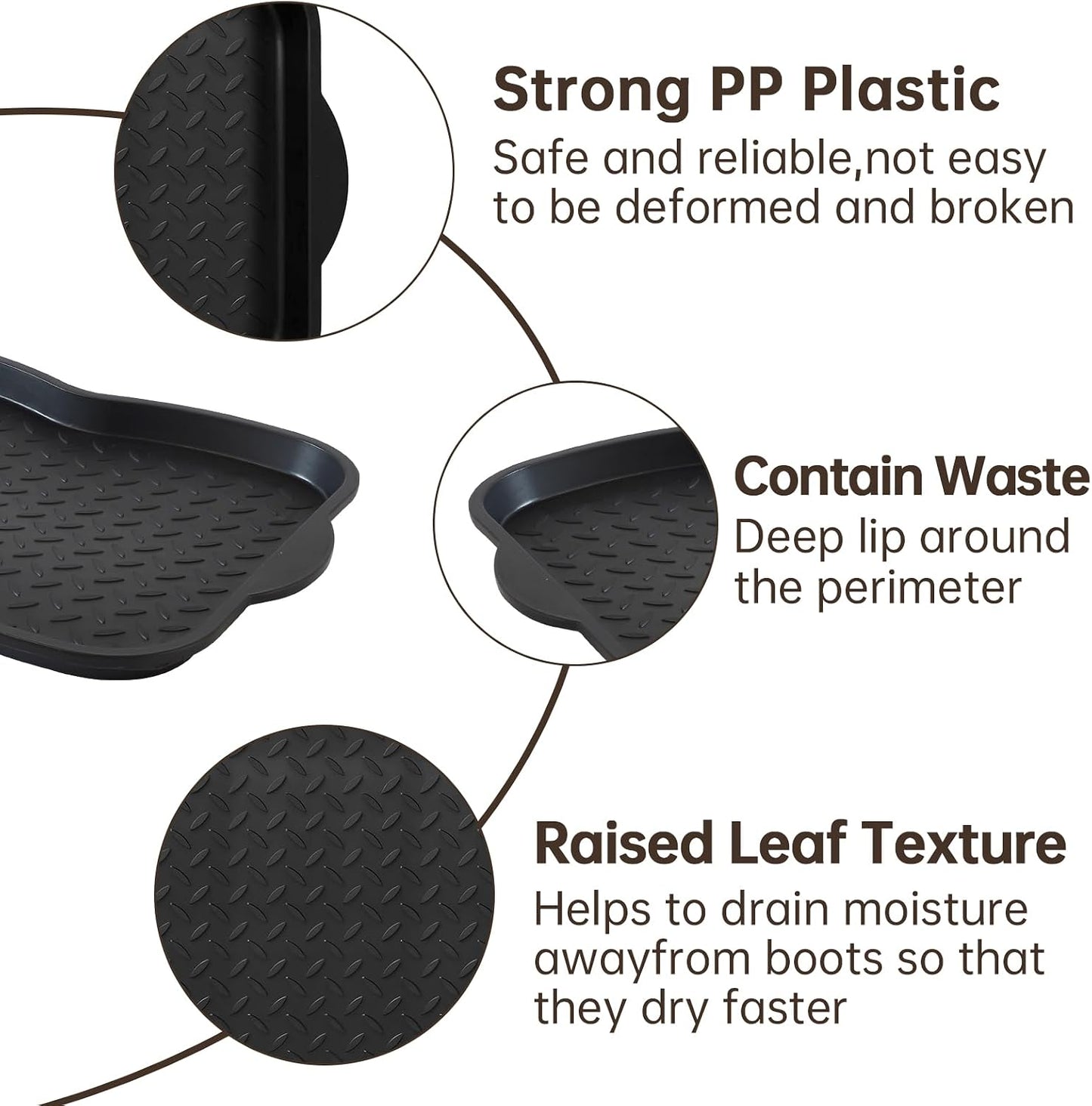 Boot Tray for Entryway, 3 Pack Waterproof Shoe Trays for Indoor Outdoor Use 20"x15" Durable Shoe Mat with Raised Edge, Non-Slip Tray for Boots, Pets, Garden & Muddy Shoes