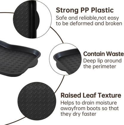 Boot Tray for Entryway, 3 Pack Waterproof Shoe Trays for Indoor Outdoor Use 20"x15" Durable Shoe Mat with Raised Edge, Non-Slip Tray for Boots, Pets, Garden & Muddy Shoes