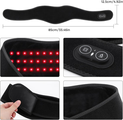 Rechargeable Neck Heating Pad, Cordless Heated Neck Wrap for Home, Office & Travel, 3000mAh Neck Massager with 660nm & 850nm Red Light, 3 Heat & 3 Vibration Levels, Black