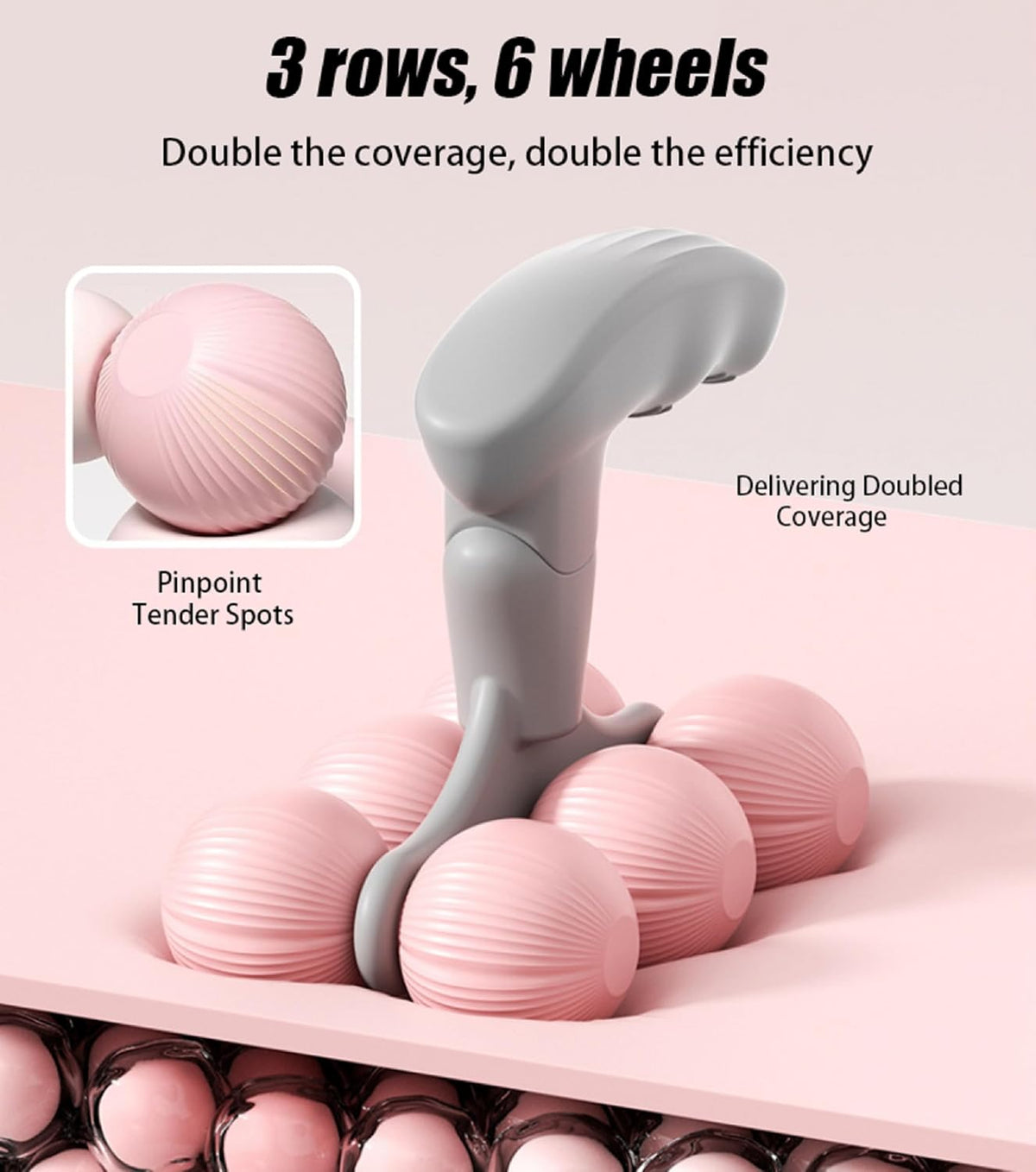 6-Wheel Handheld Massage Roller for Muscle Pain Relief (Blue)
