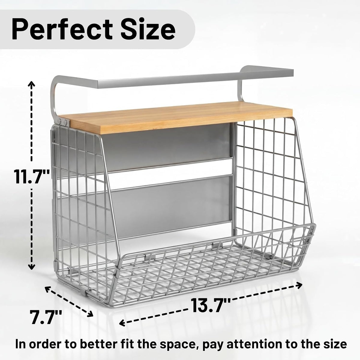 Ofiray-home Magnetic Shelf for Fridge with Wood Lid, Fruit Potato and Onion Storage Bins, Pantry Organizers & Storage, Large Container Magnetic Spice Rack for Refrigerator, Kitchen Counter, Cabinet