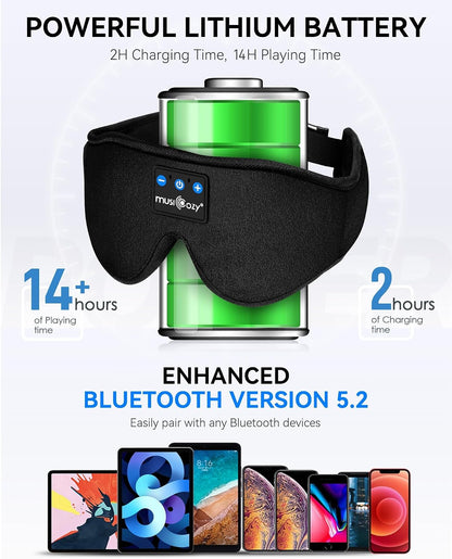 MUSICOZY Sleep Headphones Bluetooth 5.4 Sleep Mask with HD Sound