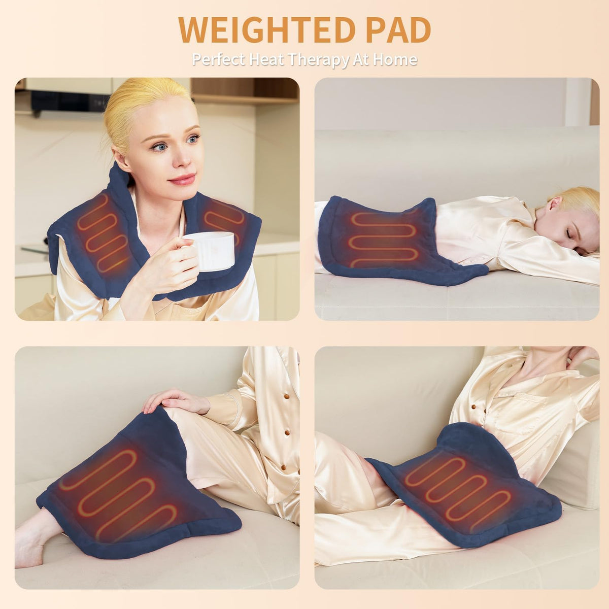 SAROO Weighted Heating Pad for Neck and Shoulders Pain Relief,19"x22",Grey