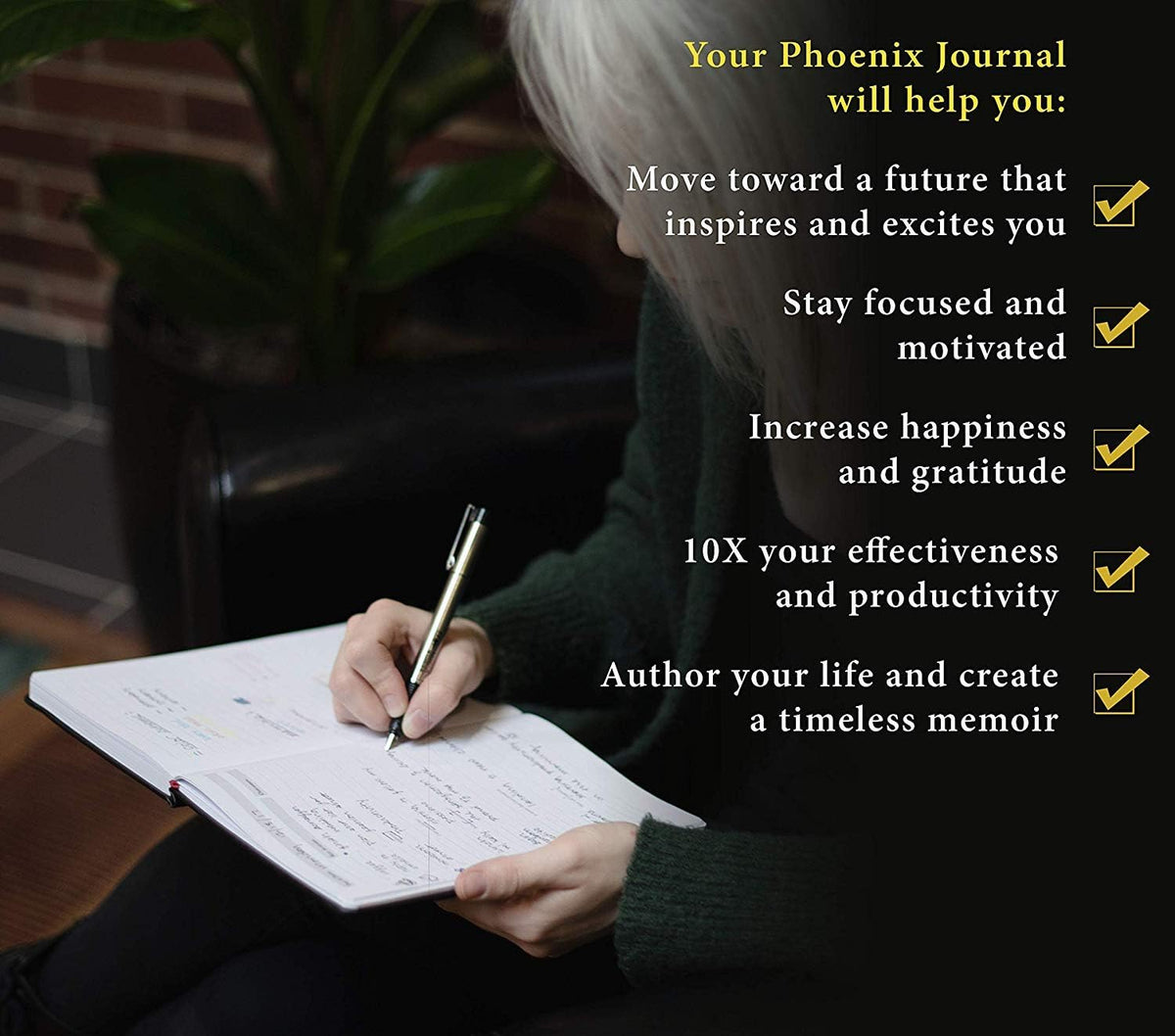 The Phoenix Journal - Quarterly Goal Planner, Daily Planner Journal & Organizer for Goal Setting, Productivity & Focus - Undated 12 Week Planner, Weekly & Monthly Planning, Habit Tracking - Hardcover - Black