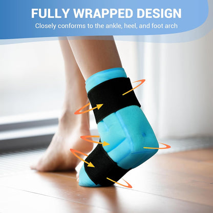 Comfytemp Ankle Foot Ice Pack Wrap for Plantar Fasciitis Relief, FSA Eligible HSA, Ankles Brace for Sprain Pain, Heel Spur, Swelling, Achilles Tendonitis, Hot Cold Gel Ice Pack for Injuries Reusable