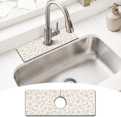 Light Brown White Checkered Kitchen Sink Splash Guard Faucet Mat,Faucet Non-Slip Absorbent Mat,Farmhouse Sink Splash Guard Behind Faucet for Kitchen Bathroom, 15"x5.5"