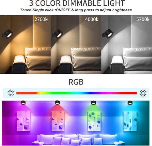 Adetu 2 Pcs LED Wall Mounted Lights, RGB Wall Sconces Lamp
