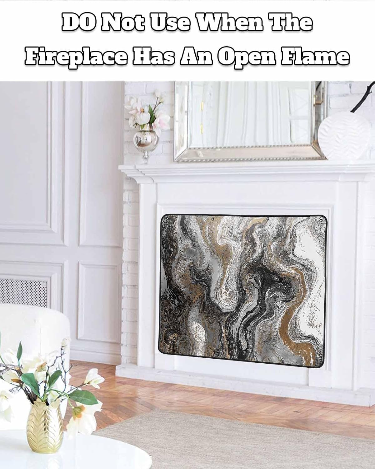 Magnetic Fireplace Cover Sage Green Marble Fireplace Screen Decorative Abstract Fluid Art Insulation Fireplaces Blocker Blanket Save Energy Fireplaces Draft Stopper Covers for Living Room 36x30 Inch