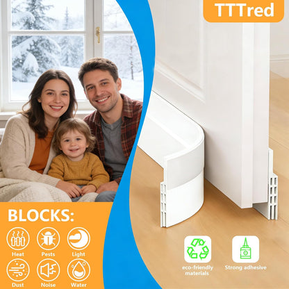 2 Pack Door Draft Stopper (2" W x 39" L), Multi-Use Under Door Sweep & Window Draft Blocker, Weather Stripping for Garage/Interior/Exterior Doors, Dust/Noise, Reusable & Trimmable(White)