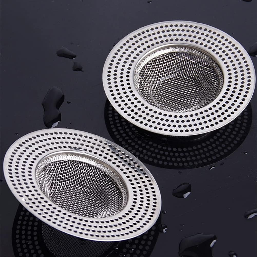 2pcs Heavy Duty Stainless Steel Slop Basket Filter Trap, 2.75" Top / 1" Mesh Metal Sink Strainer Shower Drain Hair Catcher for Kitchen Bathroom Bathtub Wash Basin Floor Balcony Drain Hole, Utility