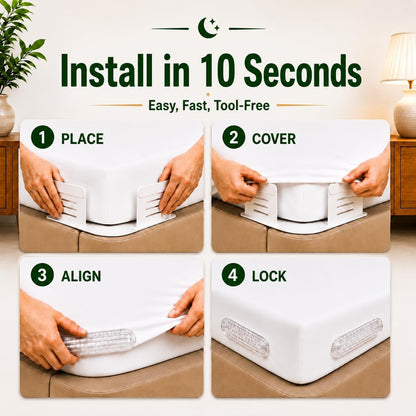 Upgraded Bed Sheet Holders for Corners, 4PCS Fitted Sheet Clips, Heavy Duty Sheet Straps, Bed Sheet Fasteners, Lock Sheet Holders Keep Sheets Firm & Tight, Fits Twin Full Queen King Mattresses