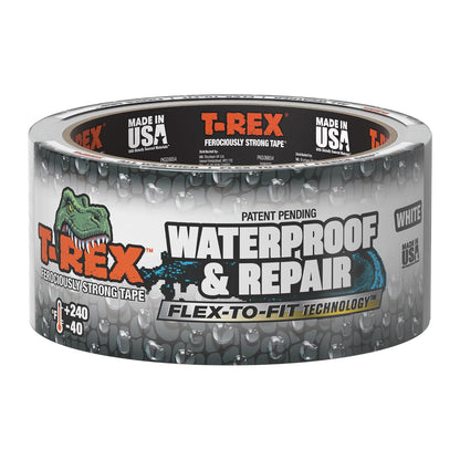 T-REX Waterproof and Repair Tape,1.88" x 30 ft, Ferociously Strong, Extreme Weather & UV Resistant Pool Repair Tape, Works Underwater & Sticks to Wet Surfaces, White, (Pack of 1)