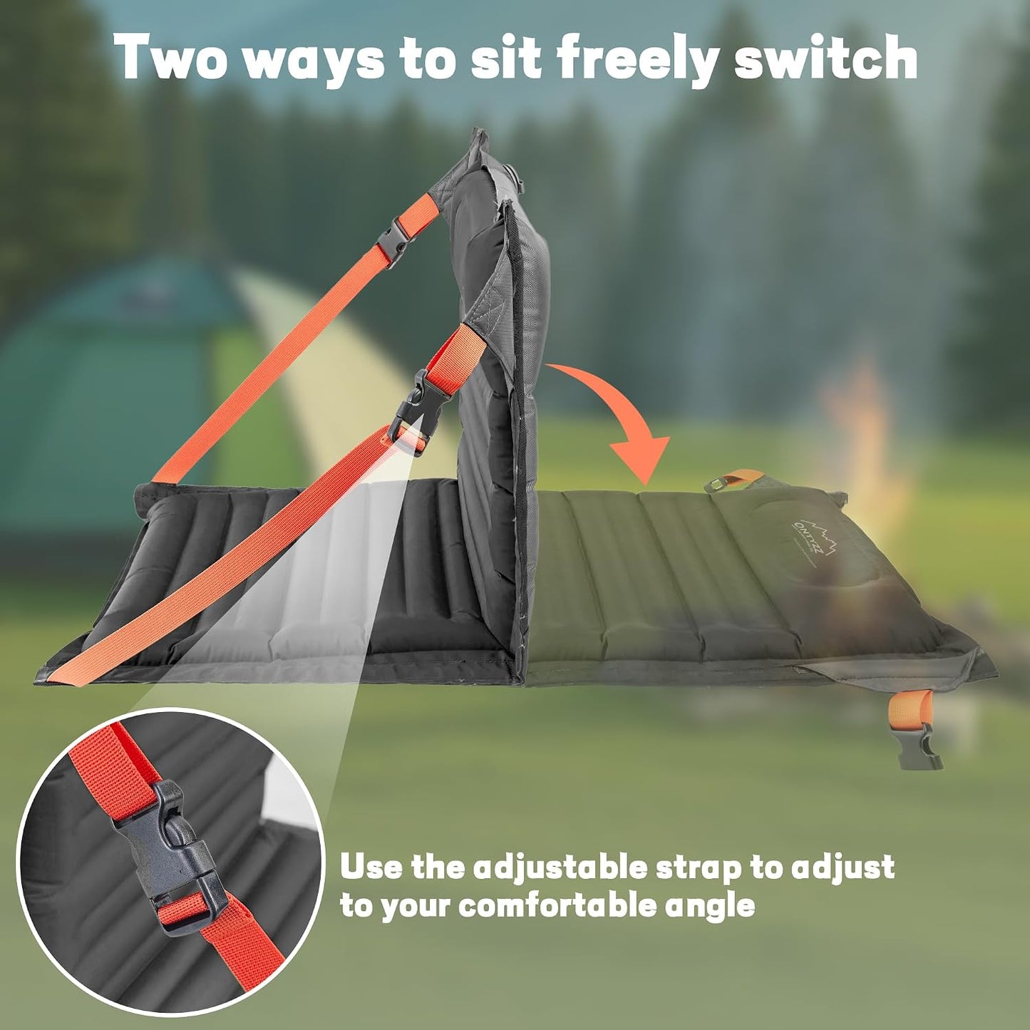 Stadium Seats with Back Support Inflatable Portable Folding Seat | Waterproof Cushion with Backrest for Sports Events Stadium and Camping, Black Heated Version