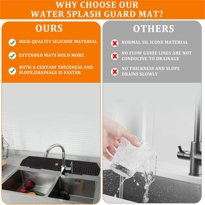 30 Inch Sink Splash Guard,Longer Silicone Sink Mat for Kitchen Bathroom,Kitchen Faucet,Silicone Sink Faucet Mat Splash Guard, Drip Protector Splash Countertop (Grey)