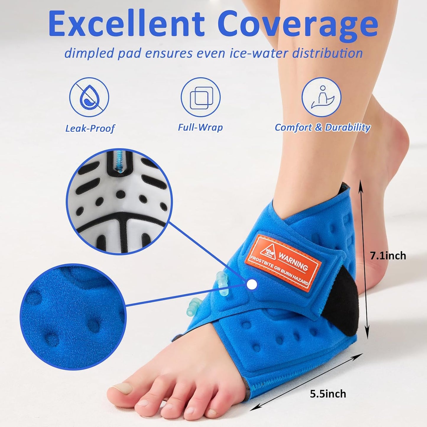 Ankle Foot Ice Pack Wrap for Cold Therapy Machine, Replacement Pad Only for Cryotherapy Unit, Cold Water Therapy for Plantar Fasciitis Relief, Post-Surgery & Injury Recovery - Universal Connector
