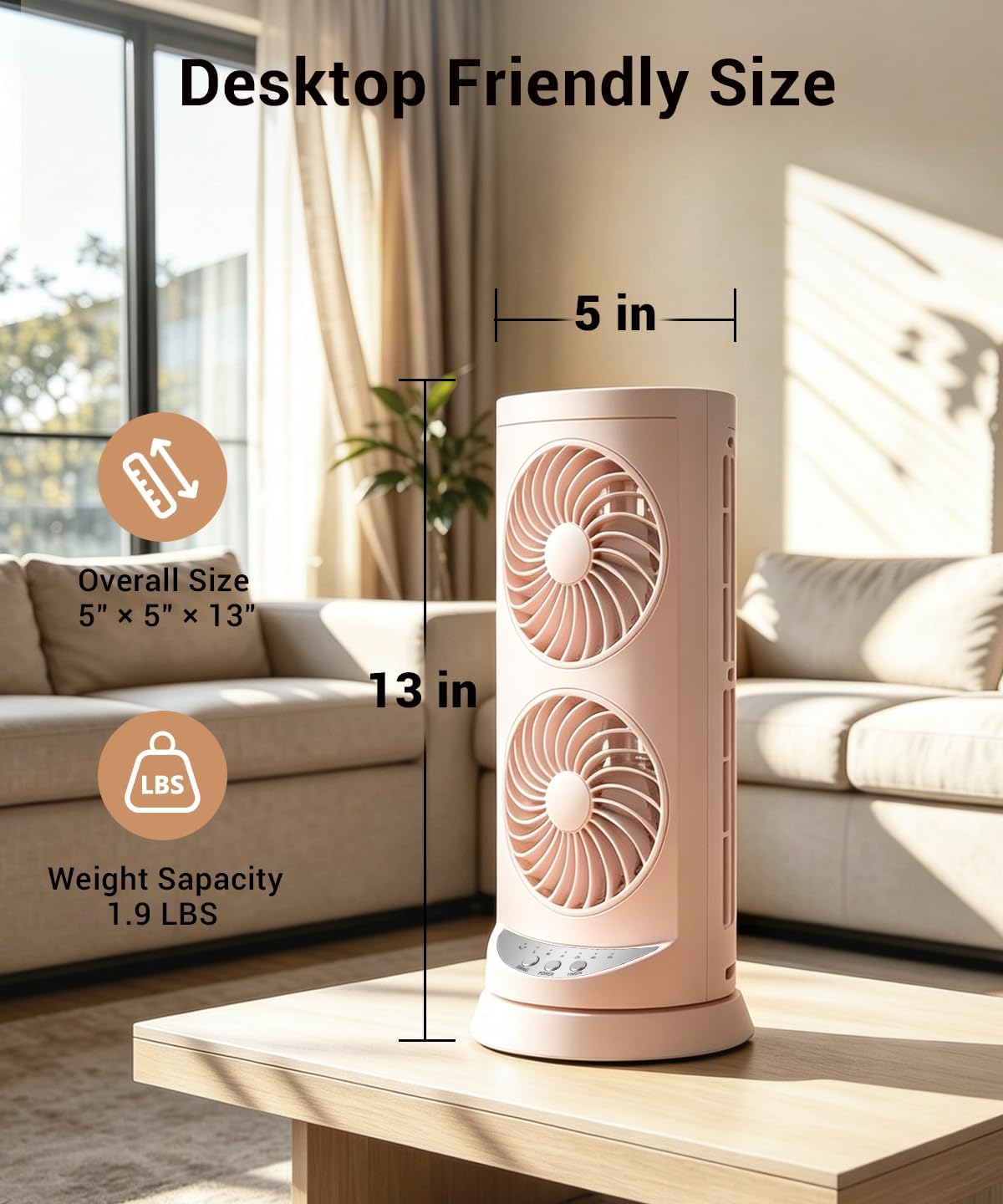 Tower Fan for Bedroom,24 ft/s Portable Desk Table Fan with Remote
