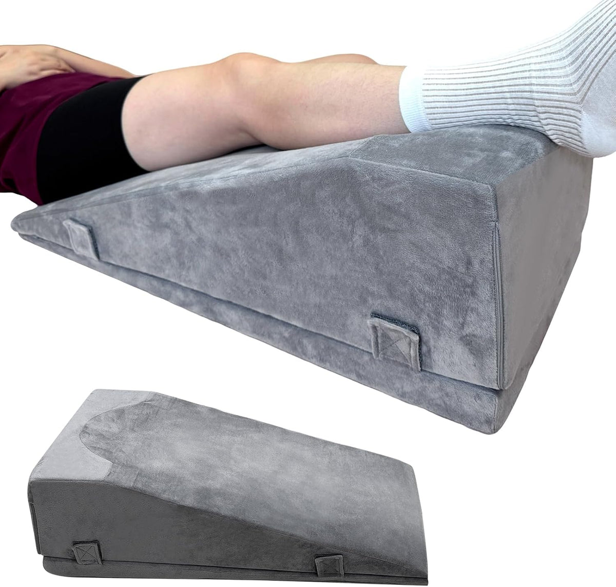2 Adjustable Arc-Designed Leg Elevation Pillow for After Surgery – Knee Replacement Recovery Aid, Bone Foam Knee Surgery Pillow for Hip & Ankle Pain Relief