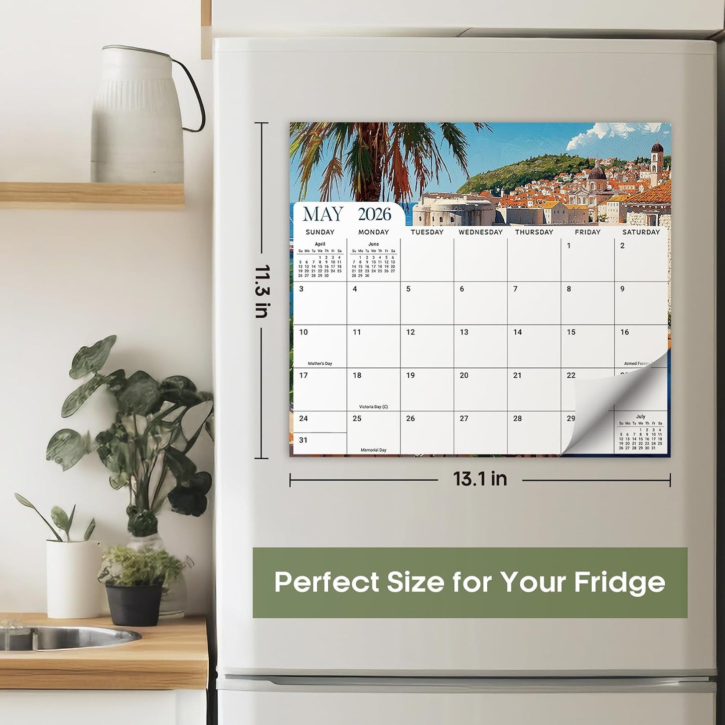 2026-2027 Magnetic Calendar for Refrigerator, Apr 2026-Dec 2027 | 21-Month Fridge Calendar 2026-2027 for Home Planning, Scheduling and Easy Organization, Greenery