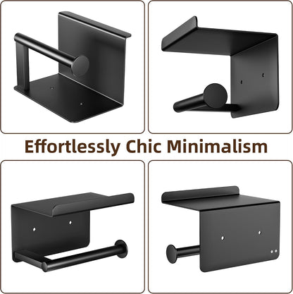 Adhesive Toilet Paper Holder with Shelf, Stainless Steel, Silver | Two Installation Ways:Self Adhesive or Wall Mount, Stick On Toilet Paper Holder, Peel and Stick, Bath Tissue Holder, Bathroom