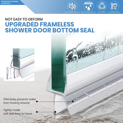 2 Pack Glass Door Silicone Seal Strip 39 Inch Shower Door Bottom Seal Sweep-Suitable for 1/2 Inch Glass-Stop Shower Leaks Frameless Shower Door Seal Strip