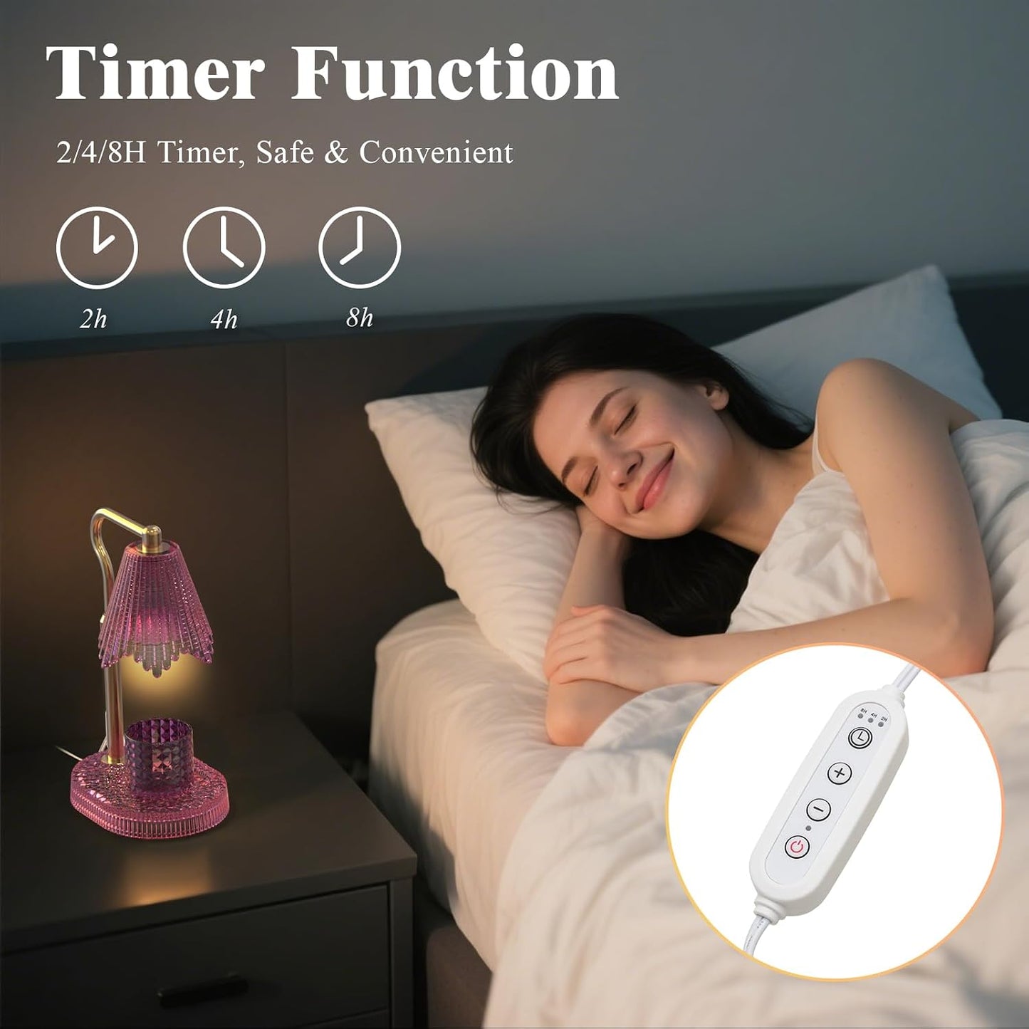 Flower Candle Warmer Lamp,Adjustable Timer & Dimmer(Black2) | Adjustable height fits jars. Timer & dimmer safe melt. 2 bulbs & heat-proof base. Perfect for bedroom, office, or gifting.