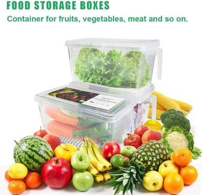 SILIVO Fruit Storage Containers for Fridge (3 Pack) - 1.5L Produce Saver Containers for Refrigerator with Removable Drain Tray Keep Fresh for Produce, Bacon, Fruits and Vegetables