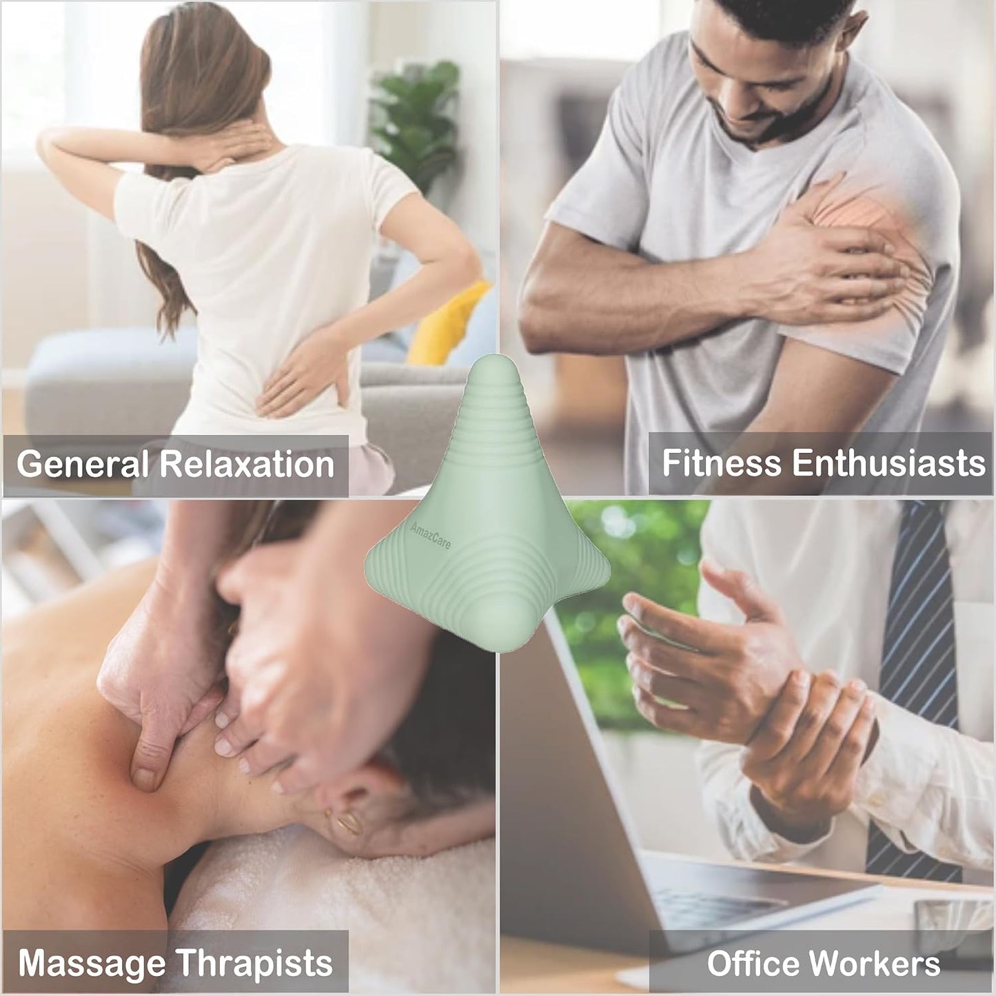 Trigger Point Massage Ball Manual Massager Tool 2.8”×2.9”. Gray | Silicone Massage Ball for Muscle Knot Deep Tissue Myofascial Release Physical Therapy Hip Flexor Iliacus Psoas Hand Foot Back