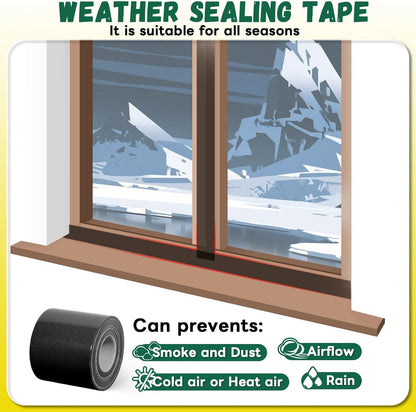 Window Sealing Tape, 20 Mil Thick Window AC Insulation Sealing Draft Tape | 3 inch X 33 FT, Blocker for Cold Heat Air, Waterproof Tape for Repair, Heavy Duty No Residue (Clear)