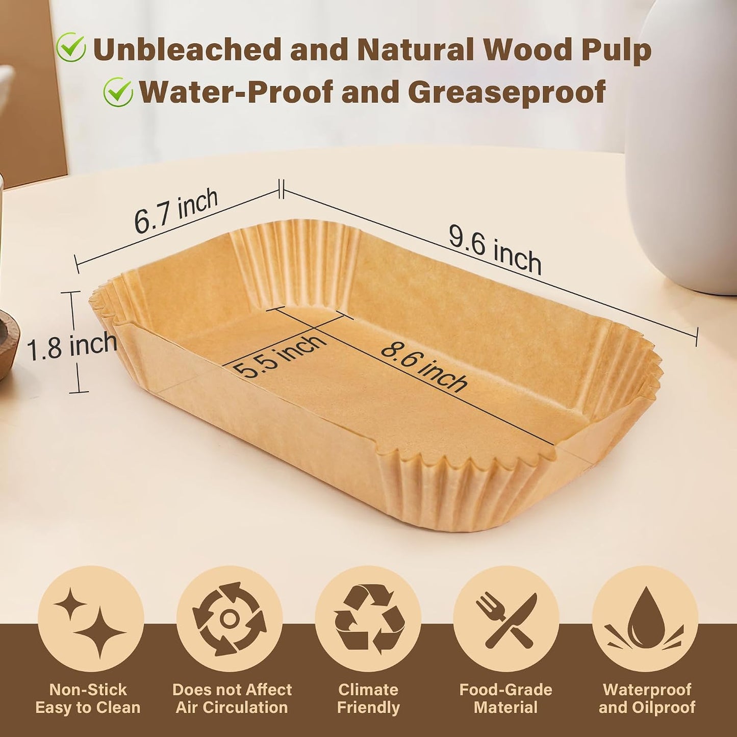 200pcs Air Fryer Liners Disposable, Air Fryer Liners, 8.7" Square Parchment Disposable Paper Liner for Air Fryer, Parchment Paper, Baking, Roasting and Microwave