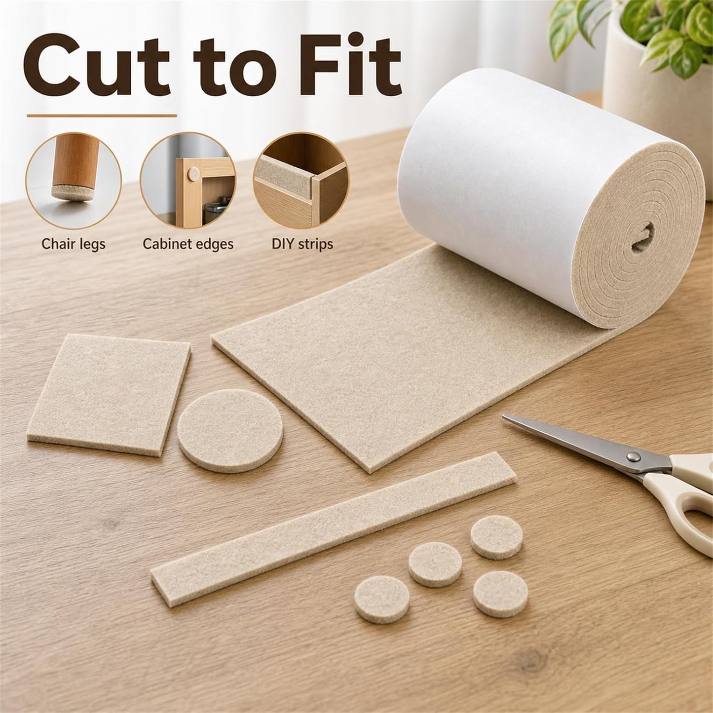 Felt Furniture Pads, Self Adhesive Felt Sheets Roll, Cuttable Felt Pads for Furniture Legs, Heavy Duty Furniture Pads for Hardwood Floors, Chair Wall Protector, Black, 40 x 5 x 0.12 Inch