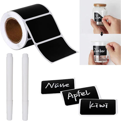 Chalkboard Label 240 Pcs Waterproof Reusable Labels for Food Containers Chalk Sticker Labels with 3 Liquid Chalk Markers for Mason Jars, Parties Decoration, Craft Rooms, Storage, Home, Kitchen