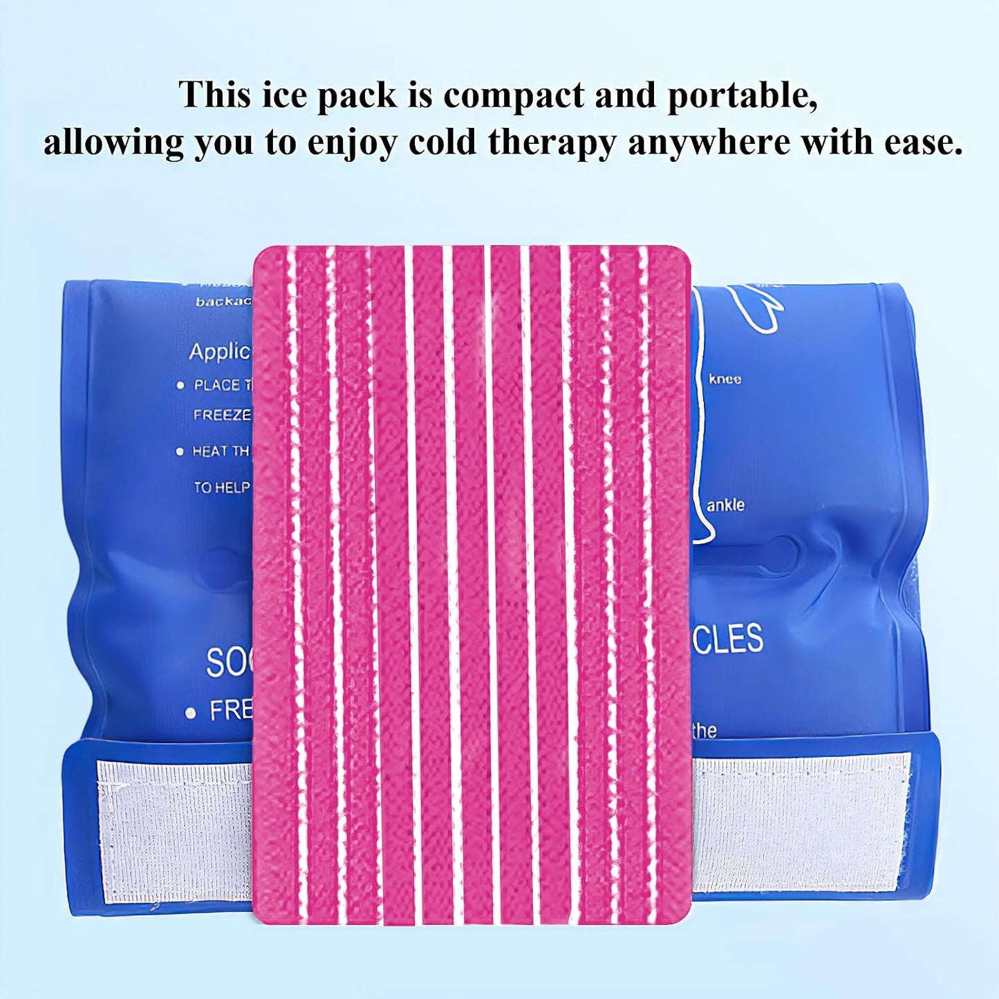 4-Pack Ice Pack Strap,Stretchable- 35.5"x3" Adjustable Hook and Loop Elastic Holder & Resuable Extender Belt for Secure Ice Pack Wrap, Blue
