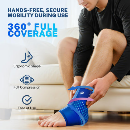 Ankle Ice Pack Wrap, Long-Lasting Cold Compression for Ankle Recovery | Thickened Gel, Stays Cold Longer, Soft After Freezing, Full Wrap Cooling, Reusable Cold & Hot Therapy, Easy to Slip On