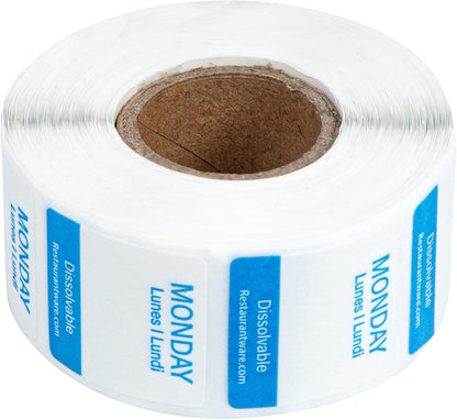 Restaurantware RW Smart 1 Inch x 1 Inch Food Rotation Labels 500 Dissolvable Food Safety Labels - Premium Trilingual Orange Paper Day Of The Week Labels For Food Storage Or Prep Saturday