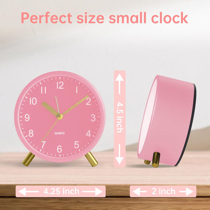 JALL Analog Alarm Clock, 4 inch Super Silent Non Ticking Small Clock with Night Light, Battery Operated, Simple Design, Old Fashioned Style Ideal Decor, for Bedroom, Bedside, Desk, Adult, Gift, Green