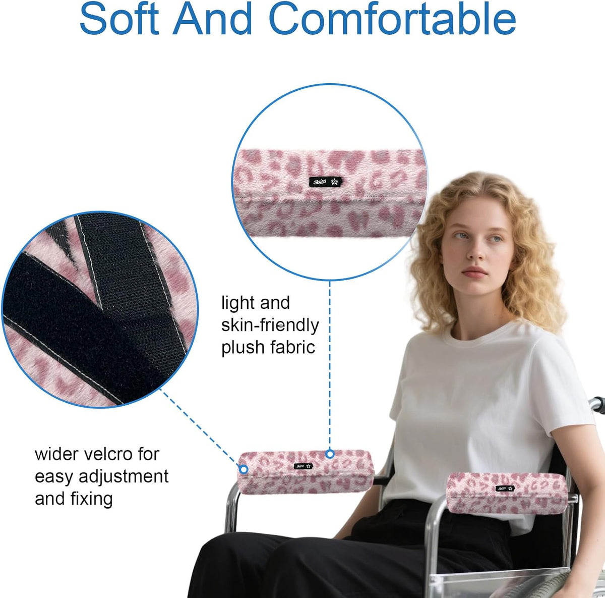 SPRING SEAON Wheelchair Armrest Pads Covers Fuzzy Desk Chair Arm Pads Soft