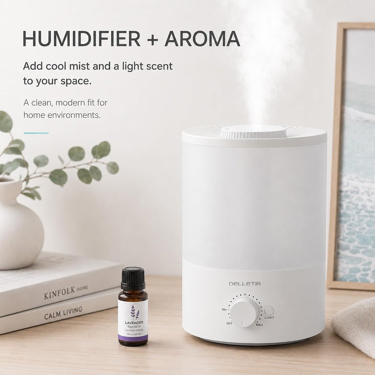 3.5L Ultrasonic Cool Mist Humidifier, Quiet Top Fill Humidifier with Auto Shut-Off, Adjustable Mist Output for Bedroom, Baby Room, Plants, and Large Rooms